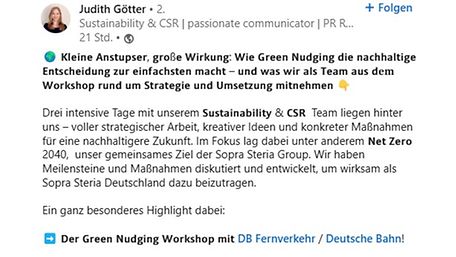 Screenshot LinkedIn Beitrag